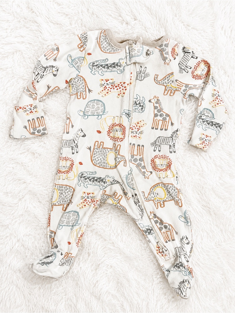 Huggies Babywear Safari Animal Footie Sleeper NB Double Zip Pajamas
